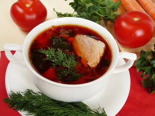 Una deliciosa sopa en caldo de carne —  Fotos de Stock