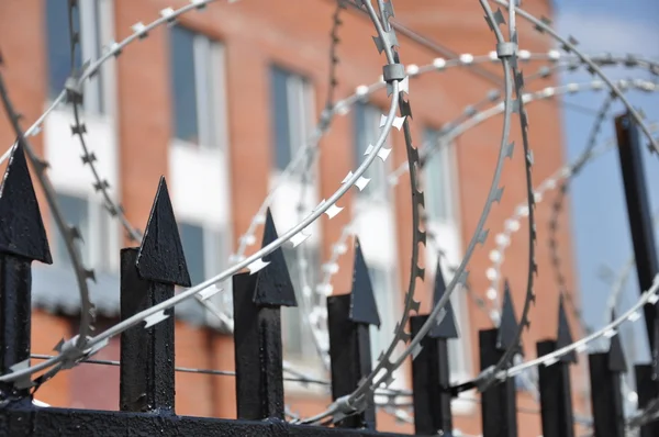 stock image Barbed wire fence at the prison