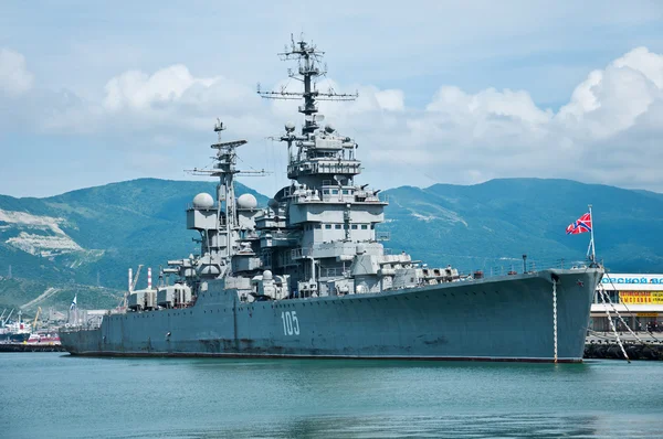 stock image Cruiser Mikhail Kutuzov in Novorossiysk, Russia