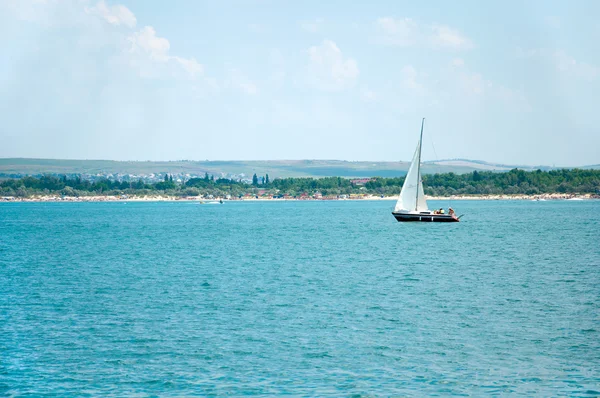 stock image Seascape with sailboat. Black Sea