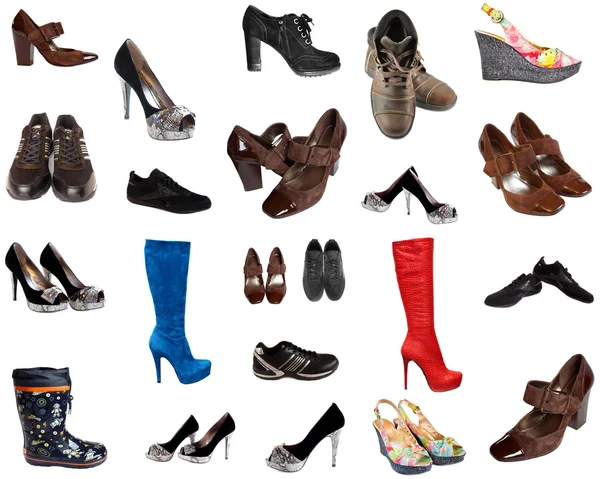 Schoenen geïsoleerd op wit, collage — Stockfoto