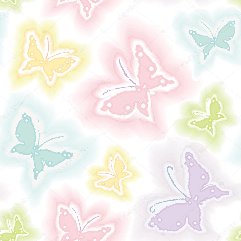 Seamless pattern with butterflies in watercolor technique
