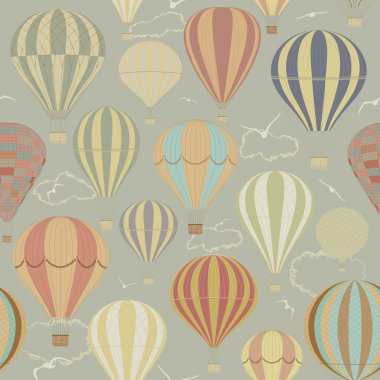 Background with hot air balloons clipart