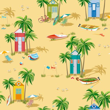 Background with beach huts clipart