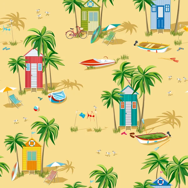 Background with beach huts — Stock Vector