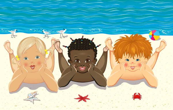 Niños en la playa — Archivo Imágenes Vectoriales