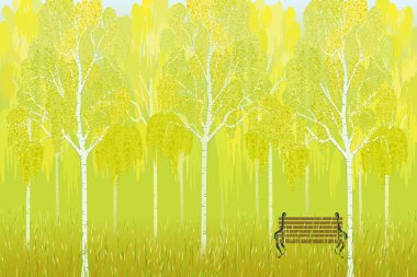 Autumn birches clipart