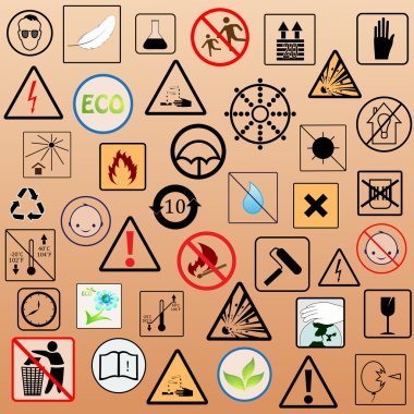 Set of packing symbols clipart