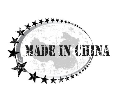 Grunge lastik damga kelimesi Çin malı