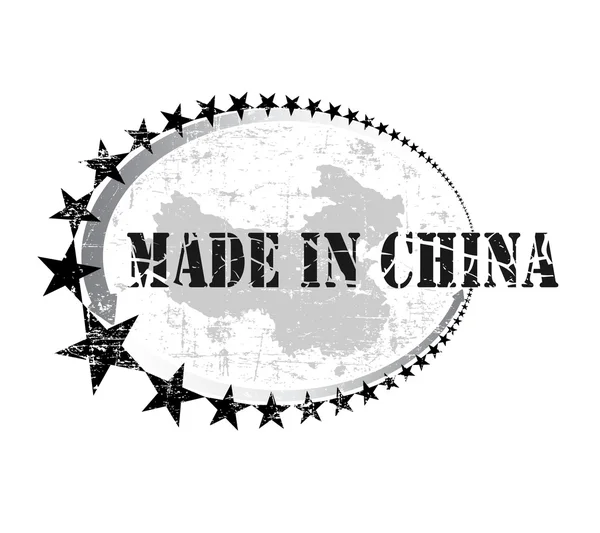 Grunge λαστιχένια σφραγίδα με τη λέξη που κατασκευάζονται στην Κίνα — Διανυσματικό Αρχείο