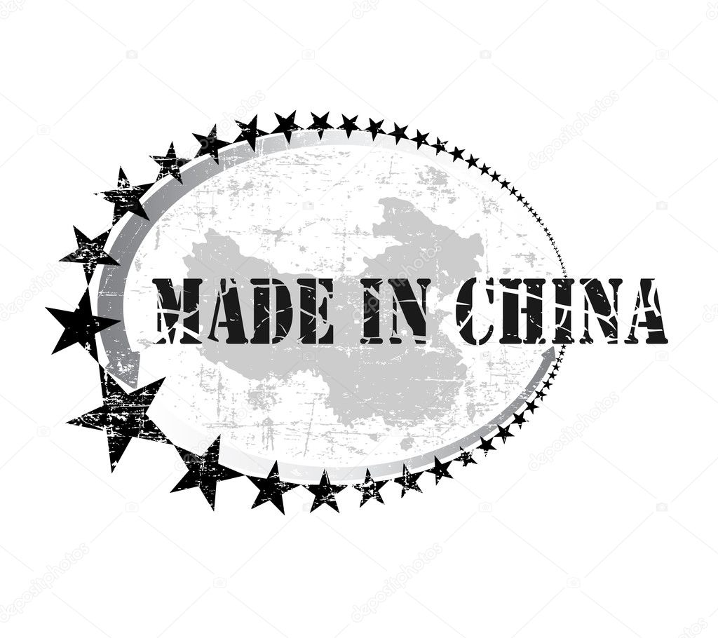 Grunge rubber stamp with the word Made in China