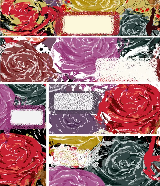 Set de hermosas rosas banner — Vector de stock