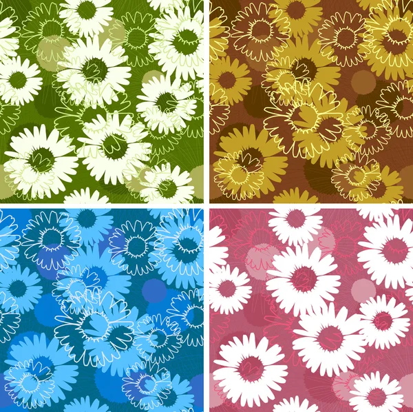 Set of four floral seamless pattern — Stock Vector