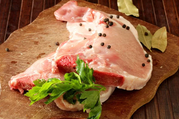 Fette preparate di carne di maiale fresca — Foto Stock