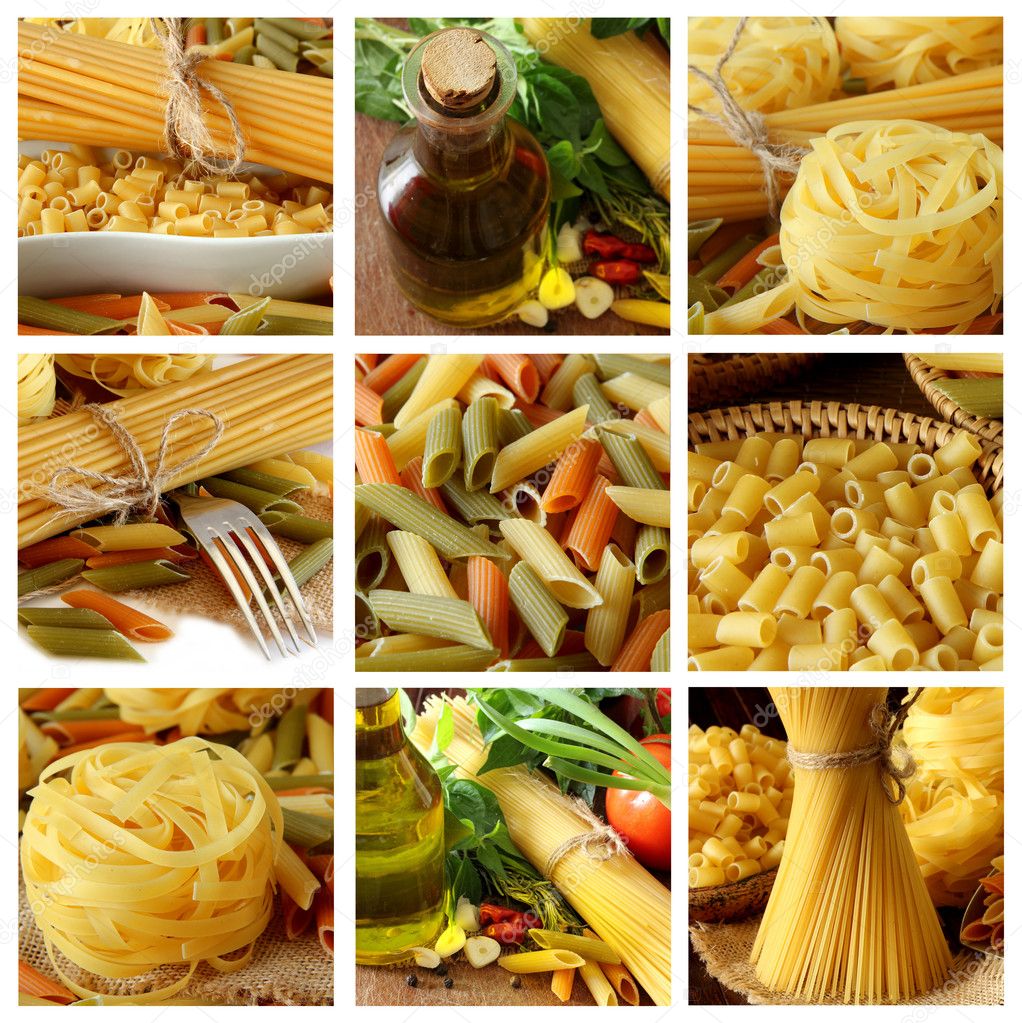 Collage with Raw pasta