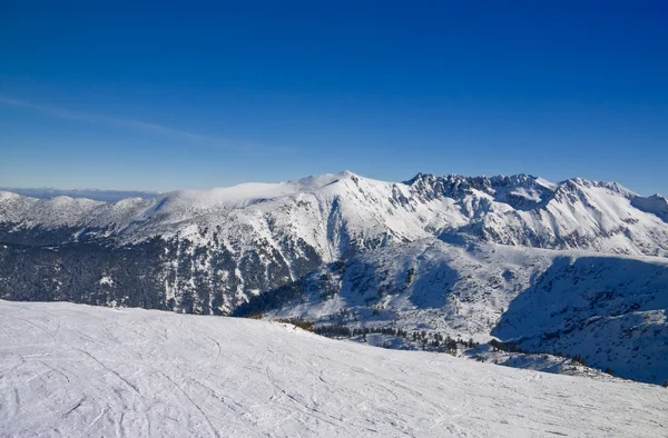 겨울 산악 지대의 스키 슬로프 — 스톡 사진