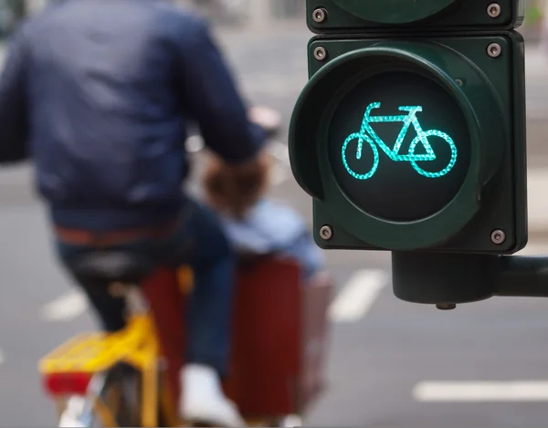 Światła ruchu rowerów znak — Zdjęcie stockowe