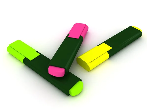 Trzy kolorowe markery — Zdjęcie stockowe