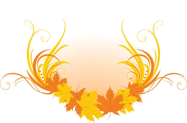Листья клена с цветочным орнаментом — стоковый вектор