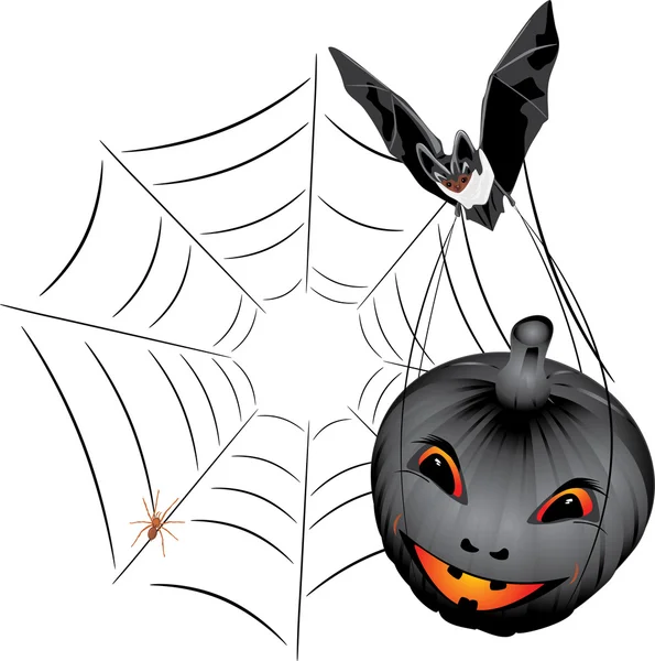 Morcego com abóbora. Halloween. —  Vetores de Stock