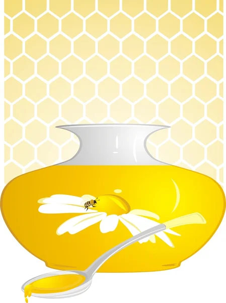 Jug with floral honey — Stock Vector