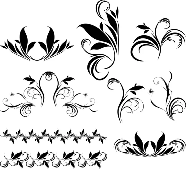 Набор декоративных цветочных элементов для дизайна — стоковый вектор