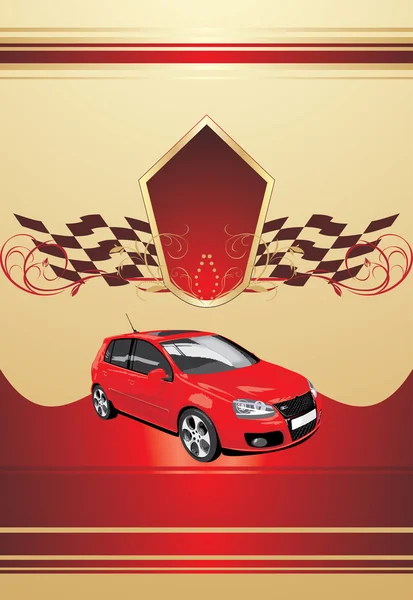 Dekoratif arka plan üzerinde kırmızı spor araba — Stok Vektör