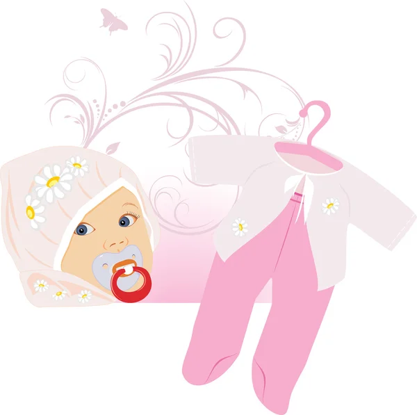 女の赤ちゃんのためのピンクのスーツ — ストックベクタ