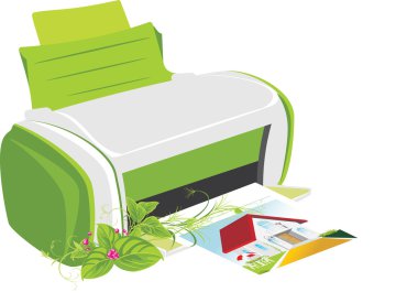 Publishing printer with spring bouquet clipart
