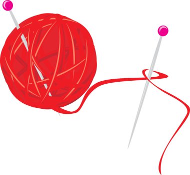 Ball of threads for knitting with spokes clipart