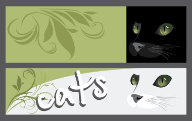 Abstract two banners with muzzle of cats clipart