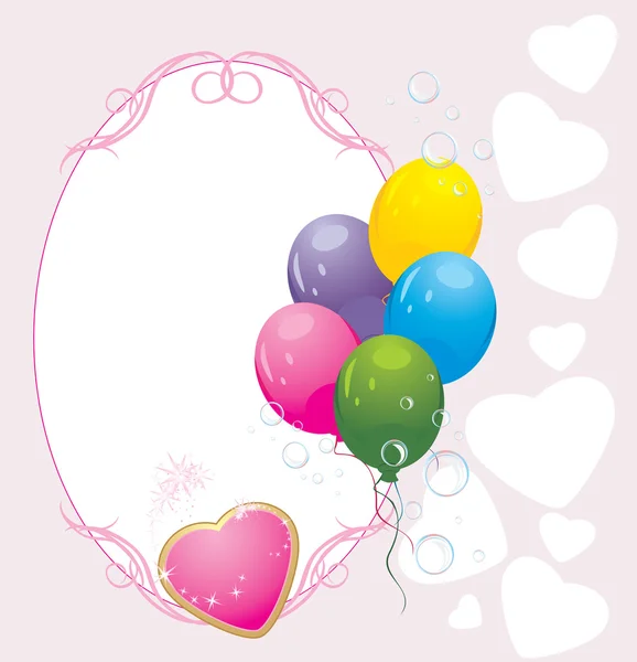 心的彩色气球。情人节卡片 — 图库矢量图片