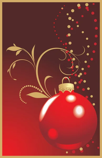 Weihnachten rote Kugel auf dem dekorativen Hintergrund — Stockvektor