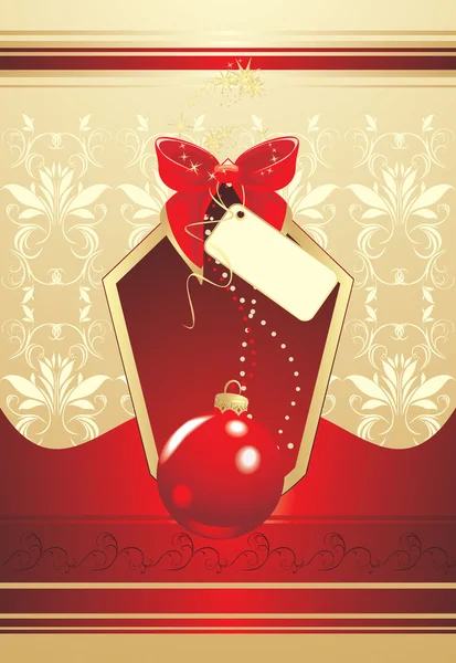 Palla rossa di Natale con fiocco. Contesto per l'avvolgimento — Vettoriale Stock