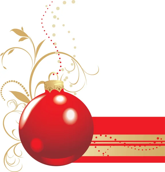 Weihnachtskugel rot mit Ornament. Dekoratives Banner — Stockvektor