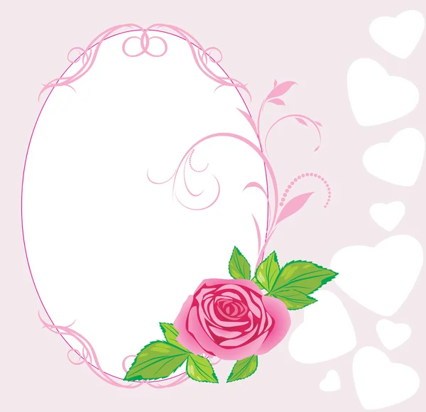 Rosa rosa com ornamento. Cartão dos namorados —  Vetores de Stock