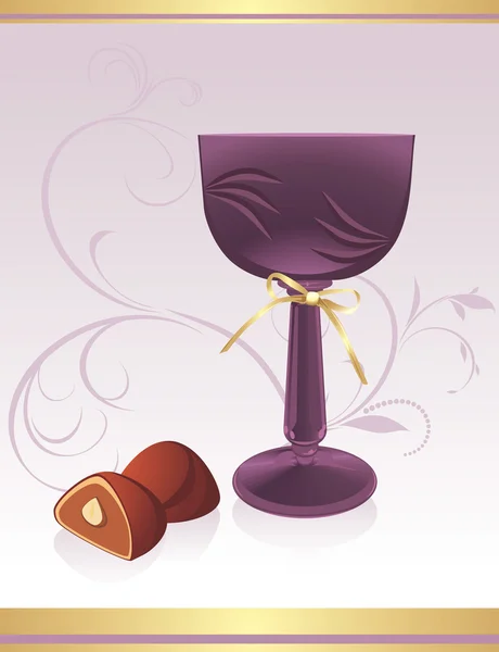 Glas mit Schokoladenbonbons. Hintergrund für die Verpackung — Stockvektor