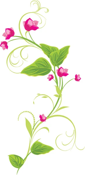Sprig with pink flowers — Stock Vector