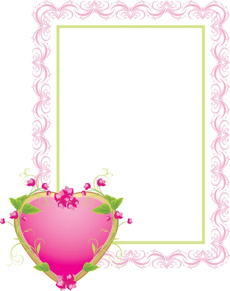 Decorative frame with floral heart — Stock Vector