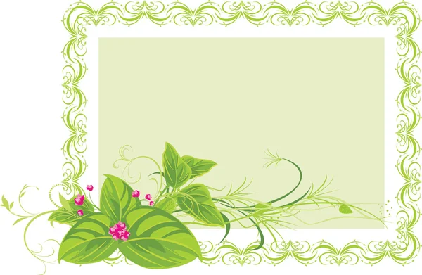 Bahar çiçekleri ile dekoratif çerçeve — Stok Vektör