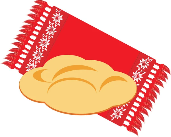 Pan en la servilleta decorativa — Vector de stock
