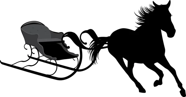 Silhouette of horse with sledges — Stock Vector