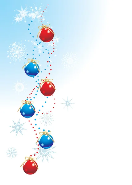 弓と雪のクリスマス ボール休日の背景 — ストックベクタ