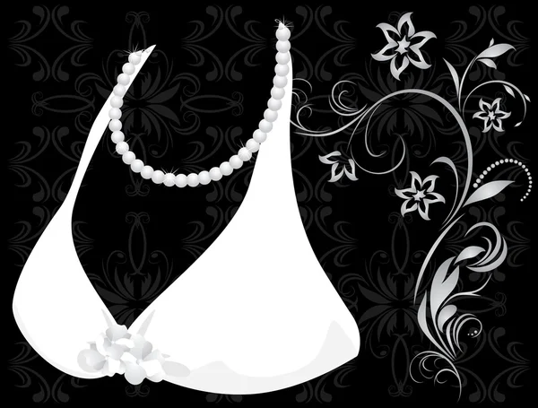 Pearly necklace and dress. Fragment — Stock Vector