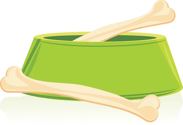 Ben i en grön doggy skål — Stock vektor