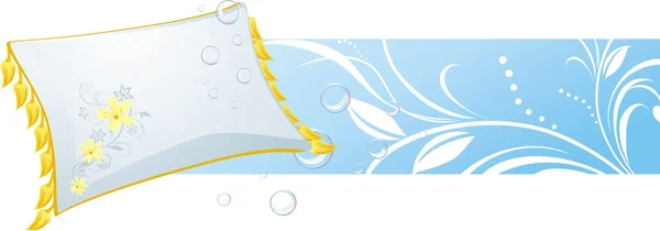 Almohada blanca y burbujas. Banner decorativo — Archivo Imágenes Vectoriales