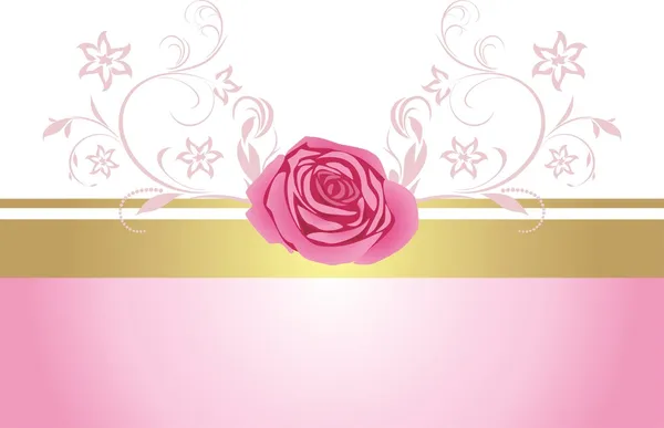 Decorative border with pink rose for design — Stock Vector