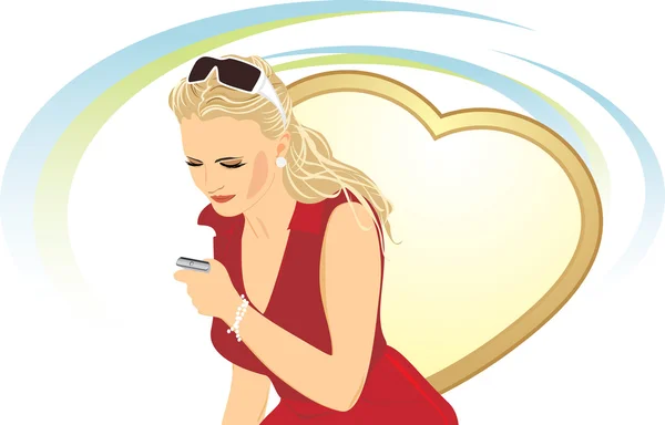 Beautiful woman with a mobile telephone — Stock Vector