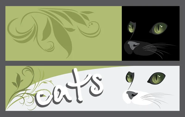 Abstrakt två banners med munkorg av katter — Stock vektor