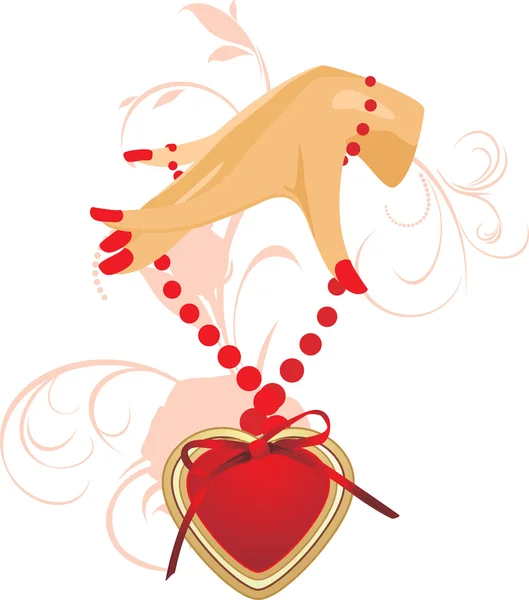 Female hand with heart — Stock Vector